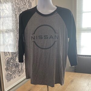 Gray and Black Men's Raglan Shirt